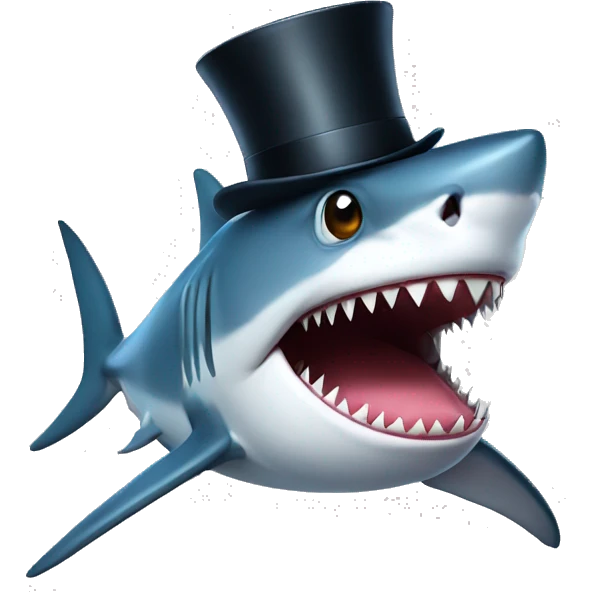 Shark with a top hat emoji