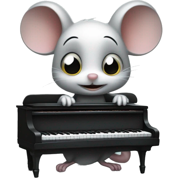 Chiby mouse playing piano, by Tim Burton  emoji