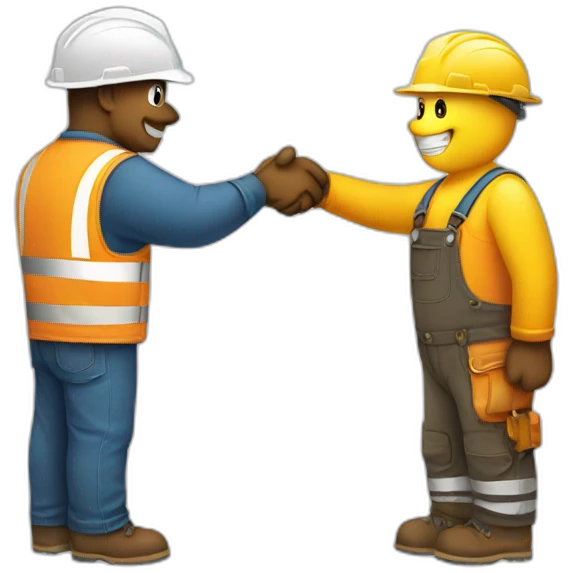 construction worker shaking hand a bear emoji