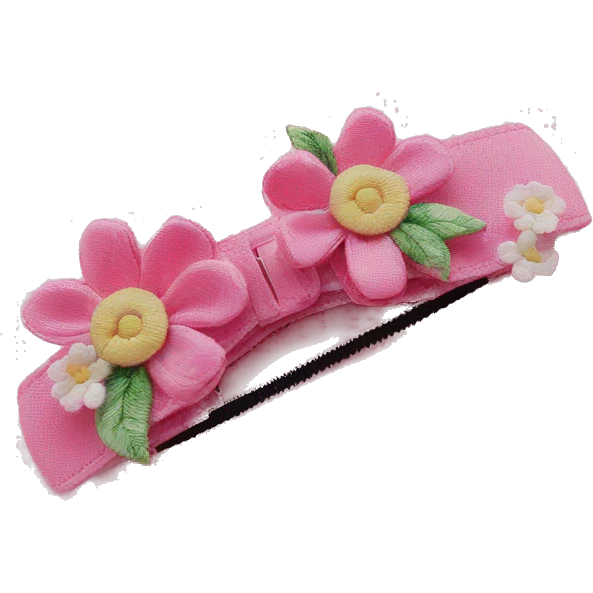 pink fabric hair clip with flowers emoji