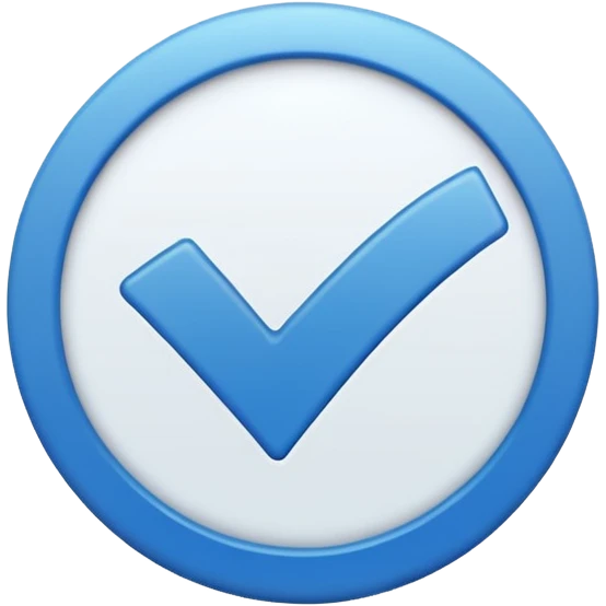 Mavi yuvarlağın içinde beyaz tik emoji