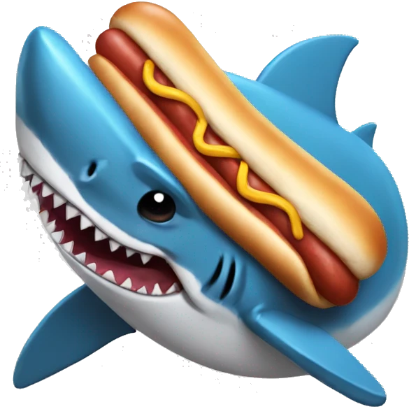 hotdog wearing a shark costume  emoji
