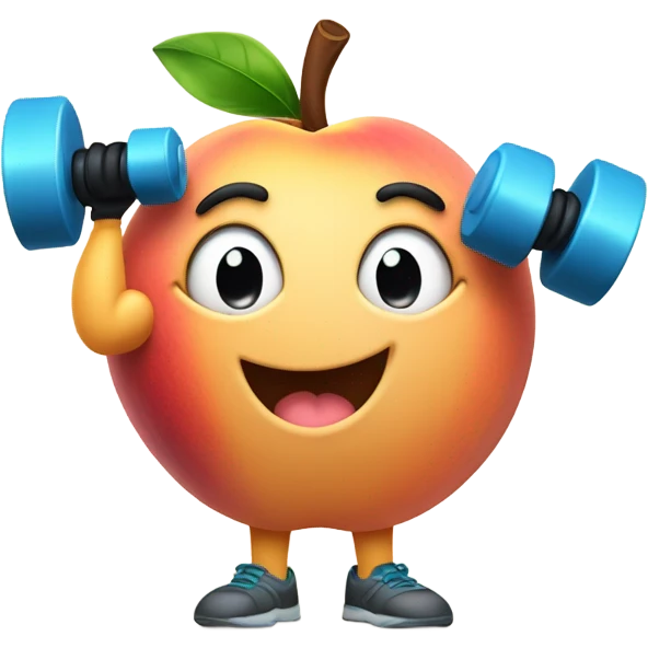Peach winking and lifting weights  emoji