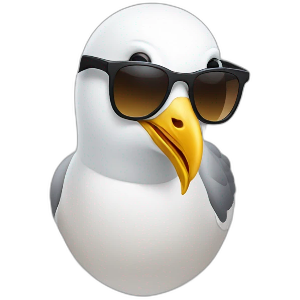 a seagull with sunglasses emoji