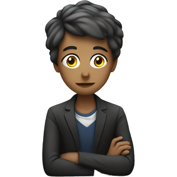 teacher emoji sitting across a small table from a student emo emoji