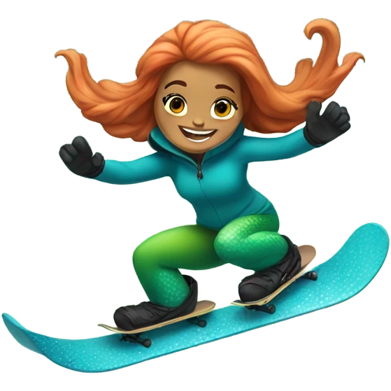 Mermaid snowboarding emoji