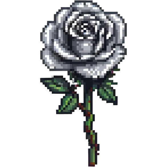 black rose pixel art simple shading emoji