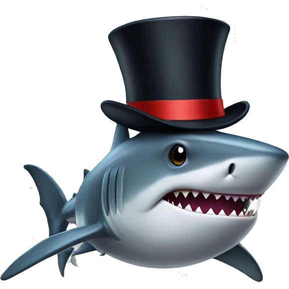 Shark with a top hat emoji