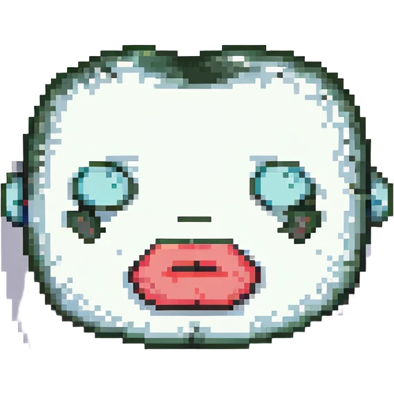 a cartoon face biting its lower lip, playful, no text emoji