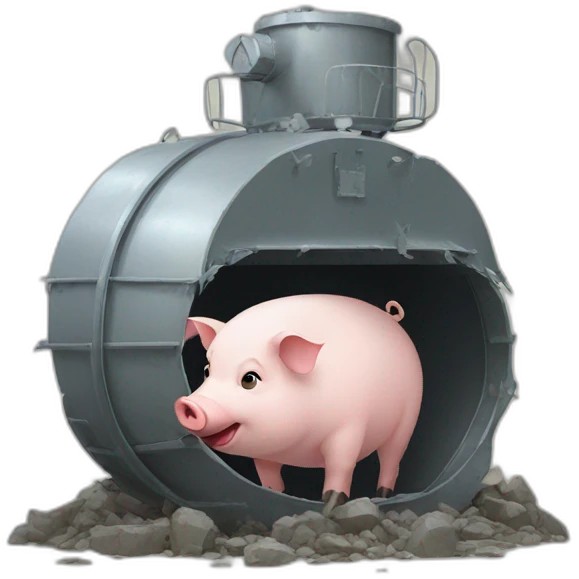Ukrainian pig inside a broken tank emoji