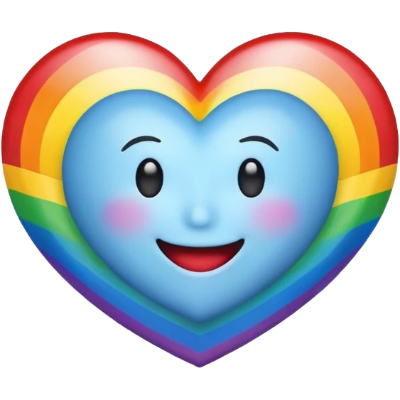 A heart with a smile no face and rainbow over the top emoji