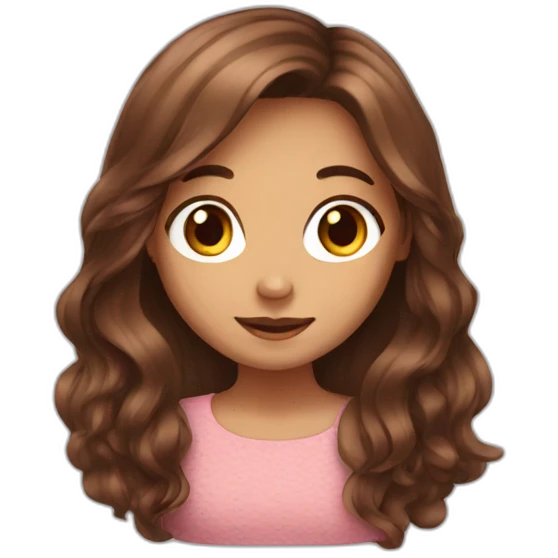 Brown long hair cute girl emoji