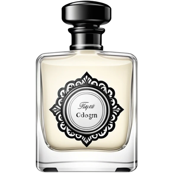 white and black luxury colonge  with a fancy luxurious design emoji