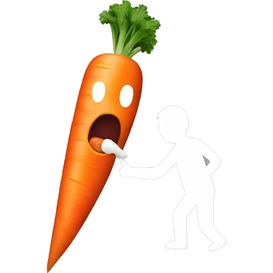 Someone shoving a carrot in their mouth emoji