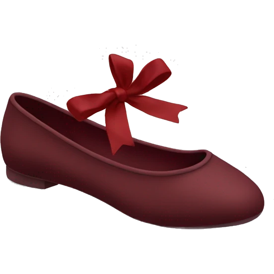 Ballet flats in dark red with a dark red bow  emoji
