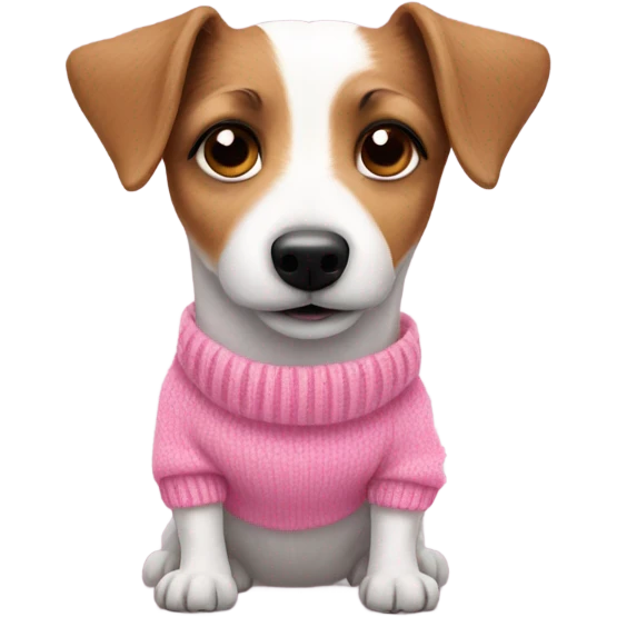 Cute long haired jack russel wearing pink sweater  emoji