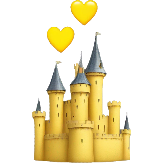 A yellow heart with a castle on it emoji
