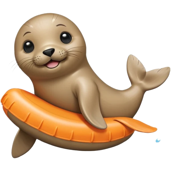 A cute seal pup with floaties on both flippers, kicking excitedly near lane markers. emoji
