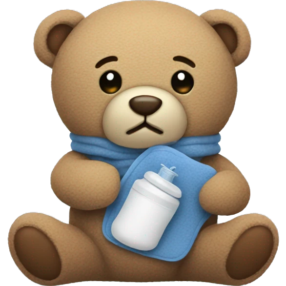 Teddy Holding a hot water bottle or heating pad  emoji
