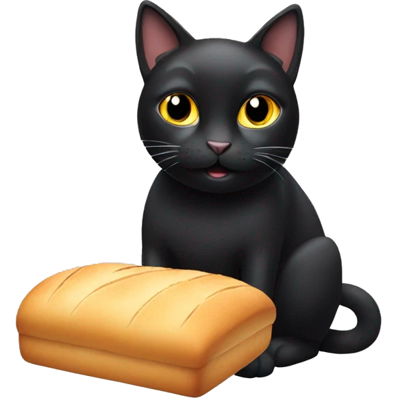 black cat with bread around its head emoji