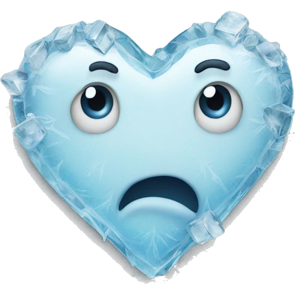 frozen break heart. made of ice  emoji