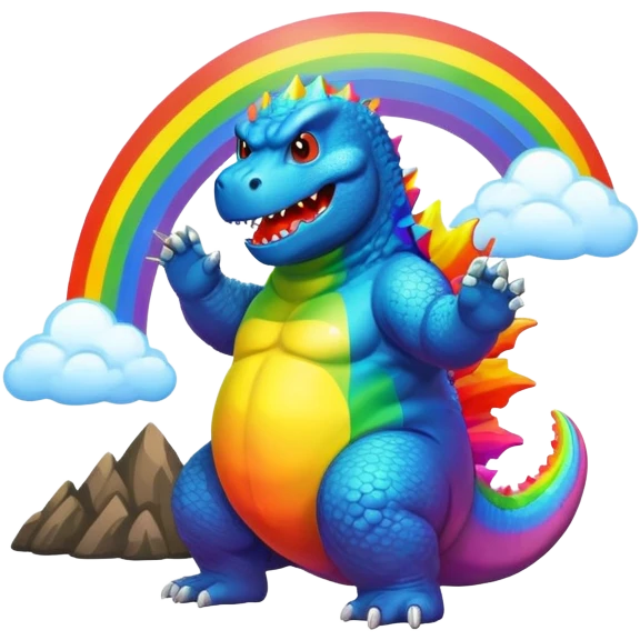 godzilla pooping rainbow emoji