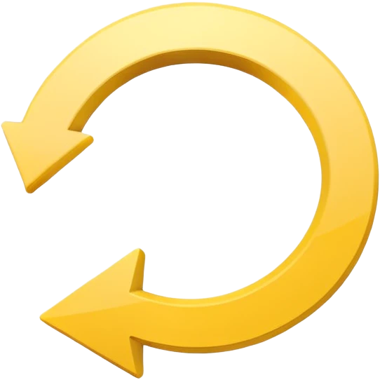 Prompt 15: "Is your backup plan."
Graphic: 🔄 Refresh/loop arrows icon (white with yellow highlights).
Animation: Arrows rotate smoothly.
Background: Transparent. emoji