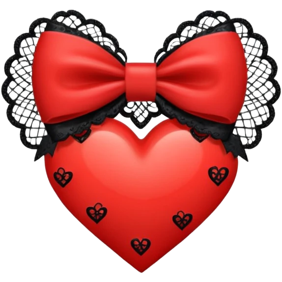 heart with a black lace bow emoji