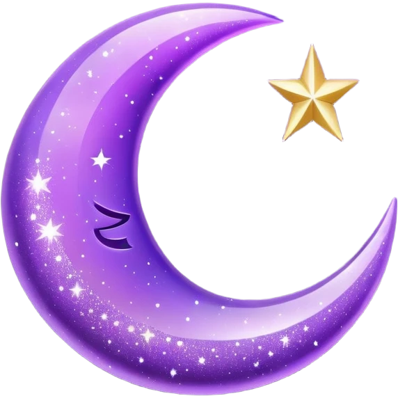Purple crescent moon with sparkles emoji