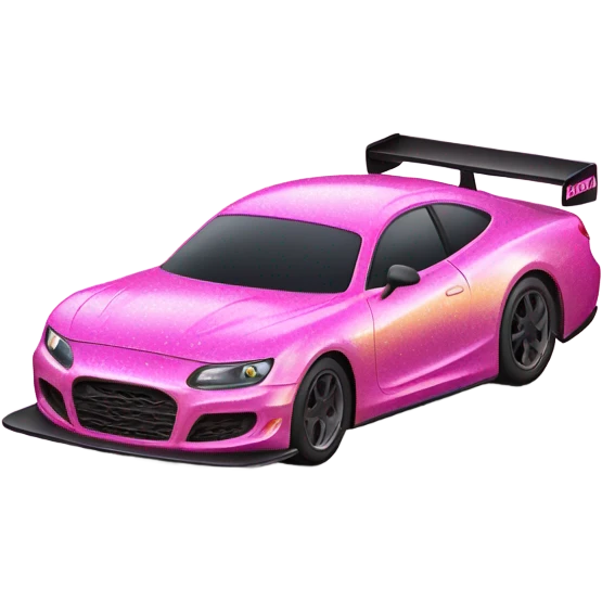 Pink ombre race car with glitter  emoji