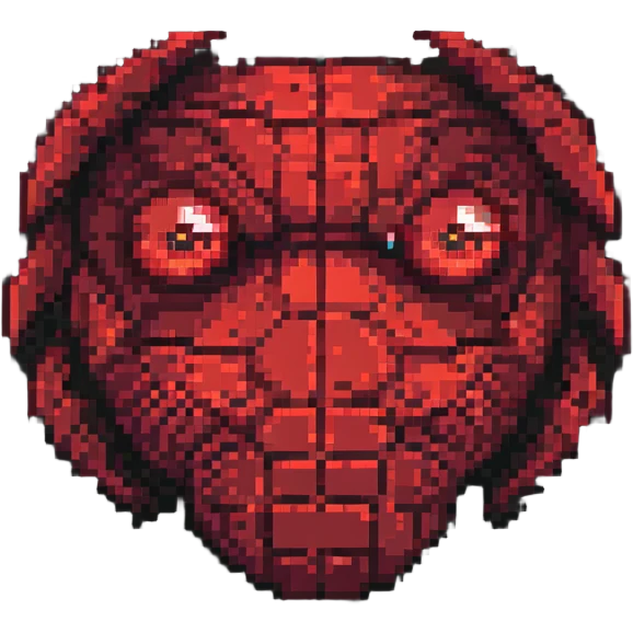 Create only red glowing eyes in Minecraft style, blocky and pixelated, no face or head, just the eyes, dark background, inspired by the reference image's style. emoji