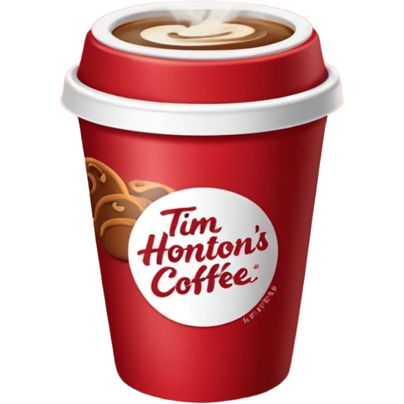 Tim Hortons coffee, it should be red cup with white write writing " Tim Hortons" and a White lid emoji