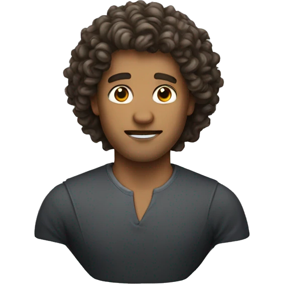 Man with curly hair with a sharp chin emoji