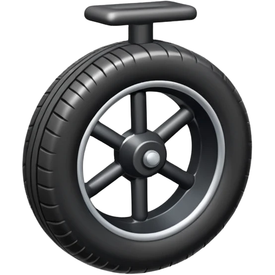 The aircraft's landing gear is one inflated, plump wheel with a strut, black in color, cartoon-style, isometric emoji