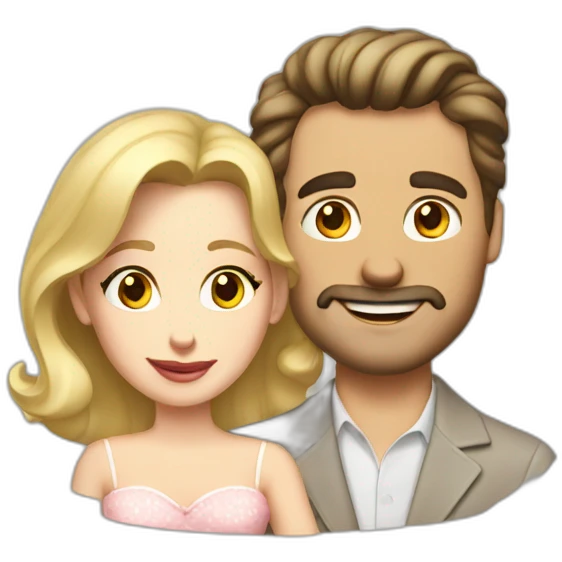 brunette husband and blond wife in 50s emoji