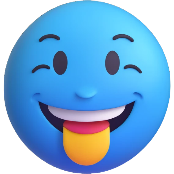 3D smiley emoji, round shape, blue color, with text 'tartom a frontot', brave face emoji