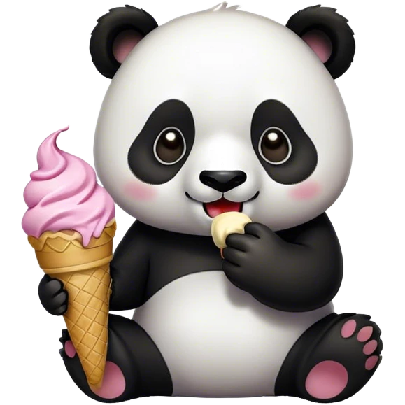 Panda eating ice cream emoji