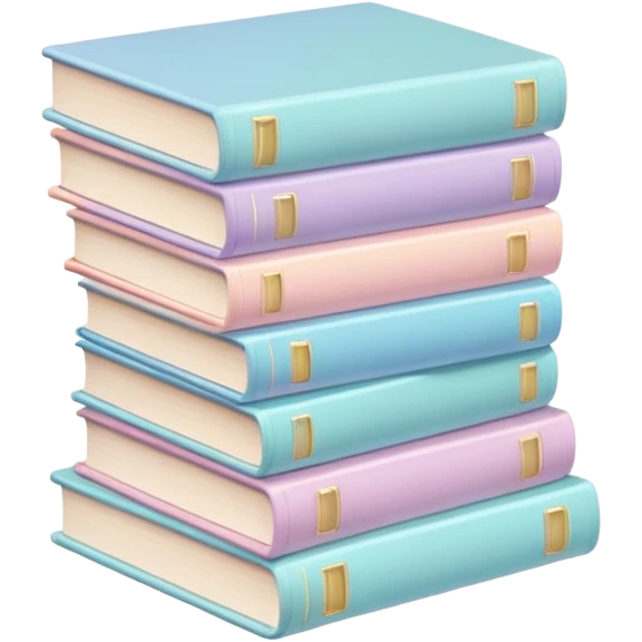 stacked pastel books with soft shadows, gentle sparkle, minimalistic clean girl vibe emoji