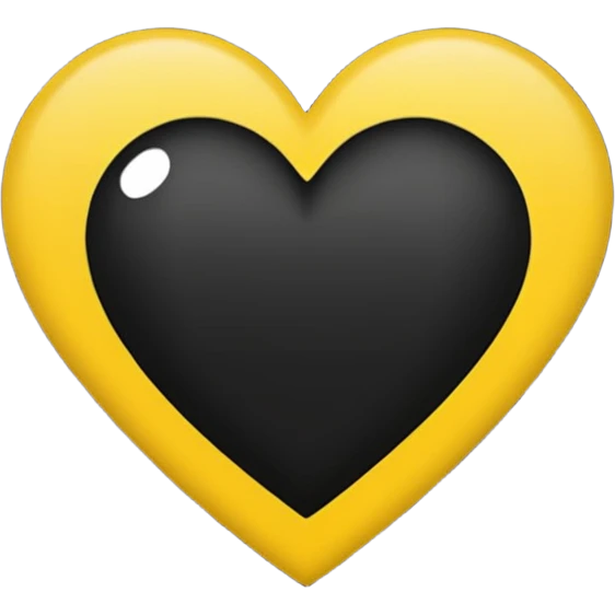 Black with vertical yellow stripe middle dashed inside black heart

 emoji