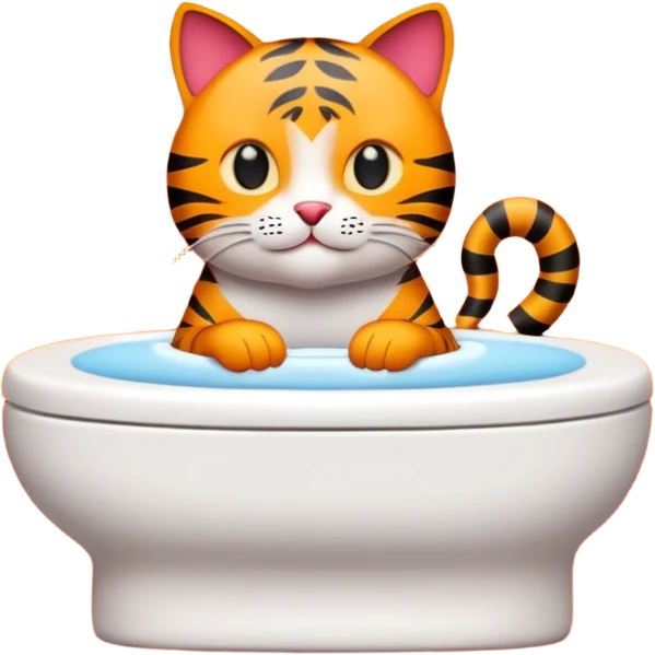 Chat qui fait sa toilette sur une couverture rouge vif et orange  emoji
