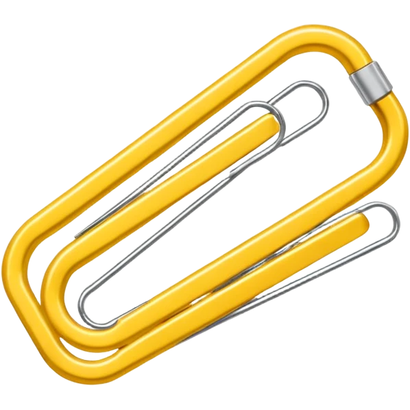 The emoji is a yellow paperclip positioned diagonally, with its two main loops clearly visible, suggesting the function of an attachment or a hyperlink. emoji