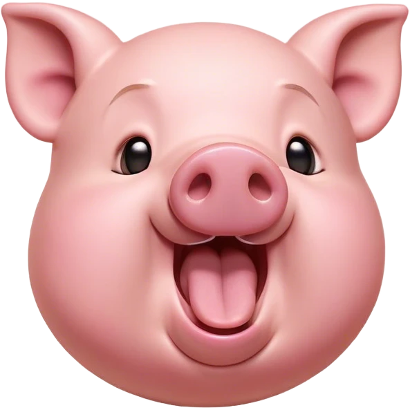 Cinematic Cute Yawning Pig Portrait Emoji, Head tilted slightly with a dramatic, wide-open yawn, showcasing a soft, smooth rosy-pink hide with droopy ears, round beady eyes barely open in drowsy contentment, Simplified yet irresistibly adorable features, highly detailed, glowing with a soft, cozy glow, high shine, relaxed yet expressive, stylized with a touch of whimsical charm, bright and endearing, soft glowing outline, capturing the essence of a sleepy yet affectionate pig, so drowsy it feels like it could stretch out of the screen and curl up for a nap! emoji