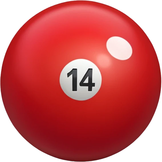 The number 14 on a red pool ball emoji