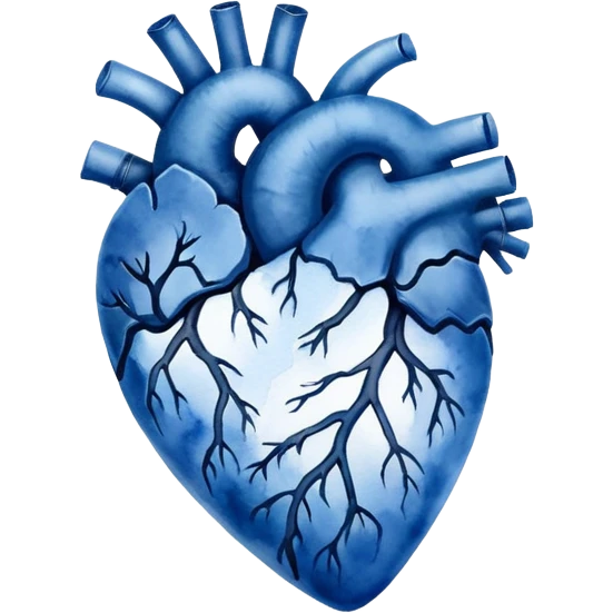 minimalist watercolor heart icon, monochromatic blue washes, soft bleeding edges, on textured white paper, anatomically inspired shape, serene and emotional, perfect for app icon, transparent background, flat lay --style raw --stylize 150 emoji