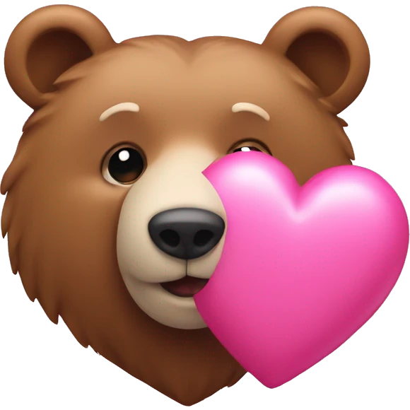 Pink heart with bear in front emoji