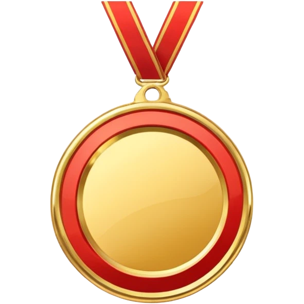 JUST THE CIRCLE  golden medal with a glossy finish, central empty space,  emoji