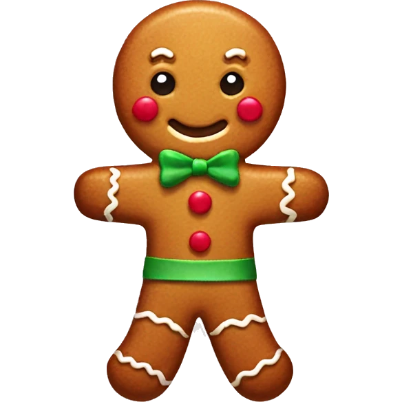 Gingerbread man with bow emoji