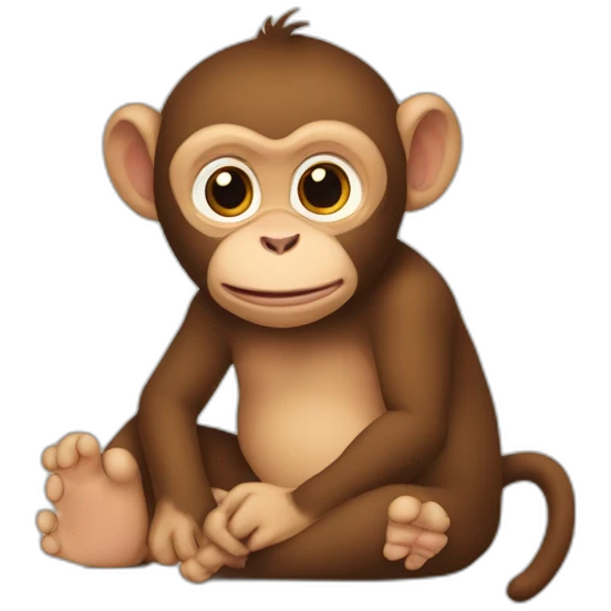 Le singe sur un bébé singe emoji