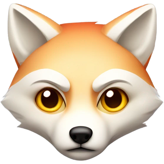 White and red fox head, sad face, frowning emoji