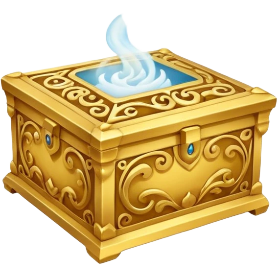 Pandora's box, ornate and golden, swirling mist escaping emoji